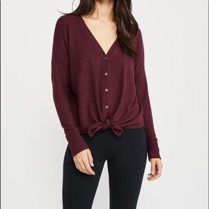 Abercrombie&Fitch Burgundy Button Up Tie Front Top